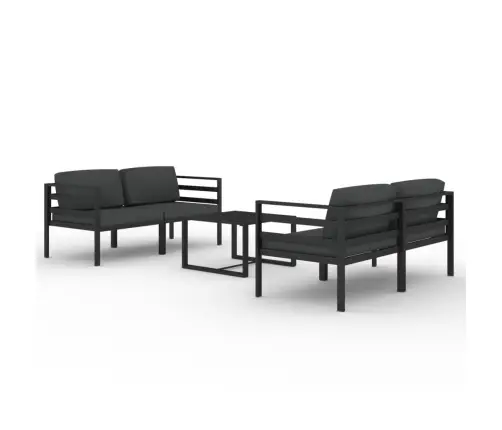 5-Daļīgs Dārza Atpūtas Mēbeļu Komplekts Ar Matračiem, Alumīnijs Vidaxl