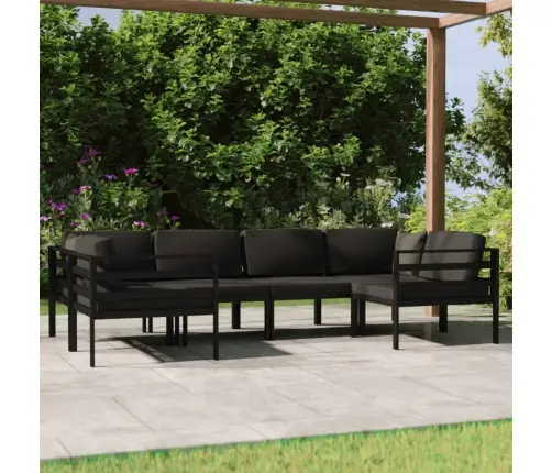 6-Daļīgs Dārza Atpūtas Mēbeļu Komplekts Ar Matračiem, Alumīnijs Vidaxl