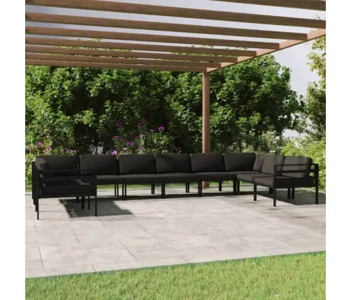 10-Daļīgs Dārza Atpūtas Mēbeļu Komplekts, Matrači, Alumīnijs Vidaxl