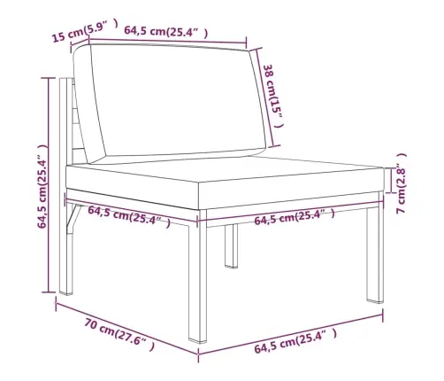 11-Osaline Aiadiivanikomplekt Patjadega, Alumiinium, Antratsiit