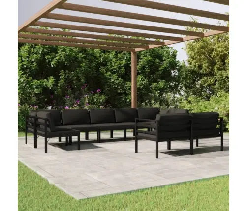 9-Daļīgs Dārza Atpūtas Mēbeļu Komplekts Ar Matračiem, Alumīnijs Vidaxl