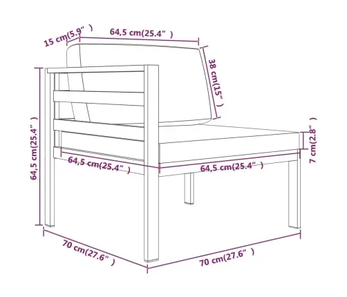 10-Osaline Aiadiivanikomplekt Patjadega, Alumiinium, Antratsiit