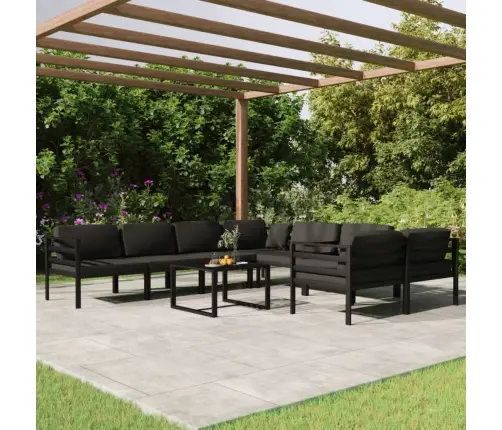 Sodo Komplektas Su Pagalvėlėmis, 9 Dalių, Antracito, Aliuminis Sodo Komplektas Su Pagalvėlėmis, 9 Dalių, Antracito, Aliuminis