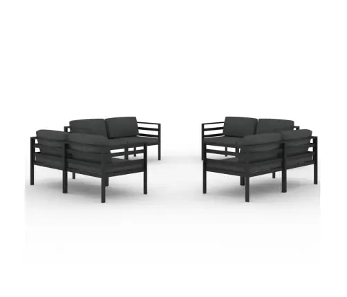 8-Daļīgs Dārza Atpūtas Mēbeļu Komplekts Ar Matračiem, Alumīnijs Vidaxl