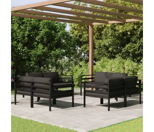 8-Daļīgs Dārza Atpūtas Mēbeļu Komplekts Ar Matračiem, Alumīnijs Vidaxl