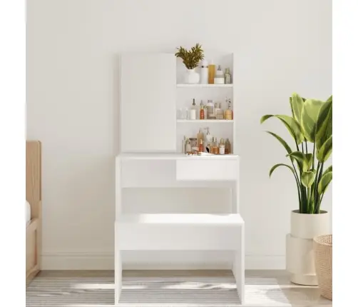 Galdiņš Ar Spoguli, Balts, 74,5X40X141 Cm Vidaxl