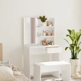 Galdiņš Ar Spoguli, Balts, 74,5X40X141 Cm Vidaxl