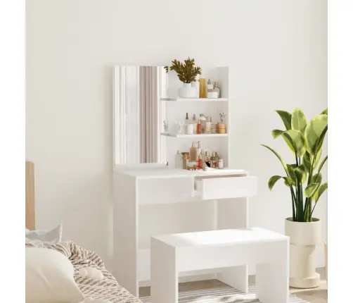 Galdiņš Ar Spoguli, Balts, 74,5X40X141 Cm Vidaxl