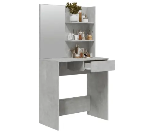 Galdiņš Ar Spoguli, Betona Pelēks, 74,5X40X141 Cm Vidaxl