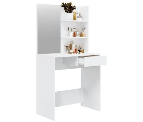 Galdiņš Ar Spoguli, Spīdīgi Balts, 74,5X40X141 Cm Vidaxl