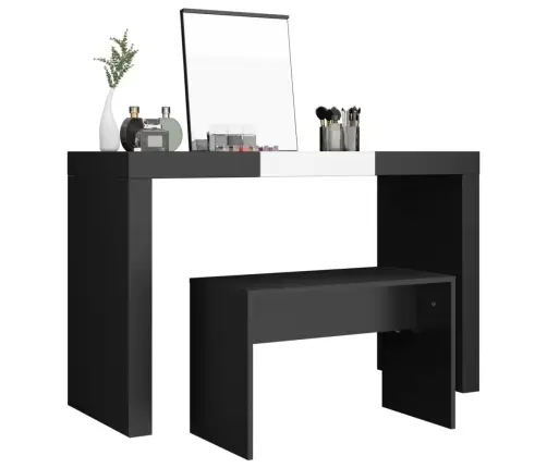 Spoguļgaldiņa Sols, Melns, 70X35X45 Cm, Inženierijas Koks Vidaxl