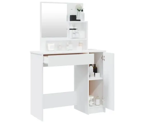 Galdiņš Ar Spoguli, Balts, 86,5X35X136 Cm Vidaxl