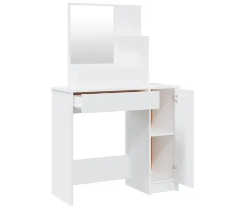 Galdiņš Ar Spoguli, Balts, 86,5X35X136 Cm Vidaxl