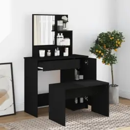 Peegliga Tualettlaud, Must, 86,5 X 35 X 136 Cm