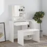 Galdiņš Ar Spoguli, Spīdīgi Balts, 86,5X35X136 Cm Vidaxl