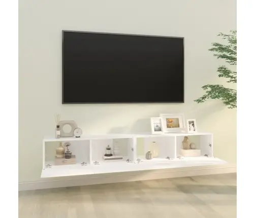 Sieninės Tv Spintelės, 2Vnt., Baltos, 100X30X30cm Mediena