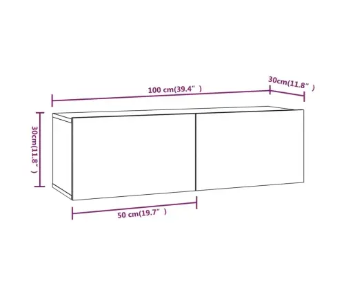 Sieninės Tv Spintelės, 2Vnt., Baltos, 100X30X30cm Mediena