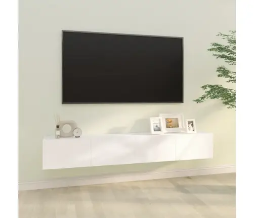 Sieninės Tv Spintelės, 2Vnt., Baltos, 100X30X30cm Mediena