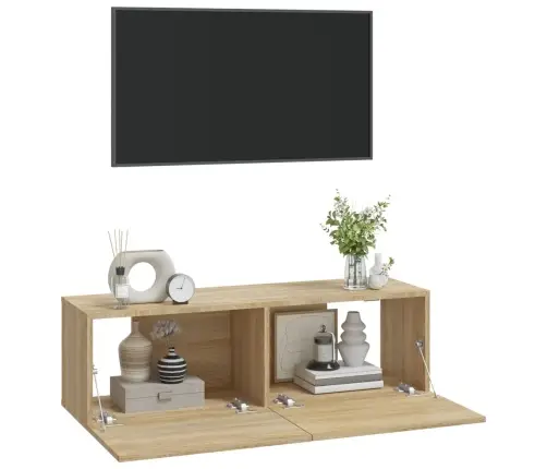 Tv Skapīši, 2 Gab., Ozolkoka, 100X30X30 Cm, Inženierijas Koks Vidaxl