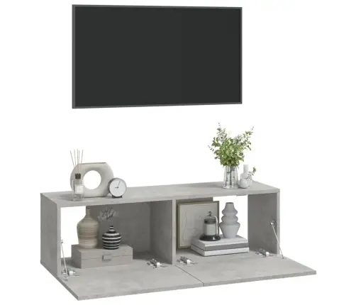 Tv Skapīši, 2 Gab., Betonpelēki, 100X30X30Cm, Inženierijas Koks Vidaxl