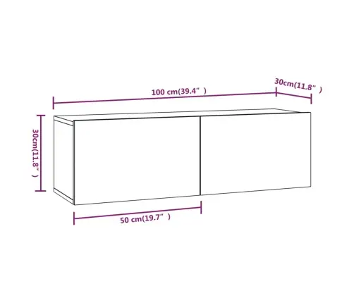Tv Skapīši, 2 Gab., Betonpelēki, 100X30X30Cm, Inženierijas Koks Vidaxl