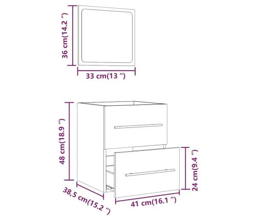Peegliga Vannitoakapp, Valge, 41 X 38,5 X 48 Cm