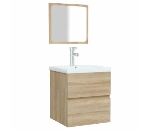 Vonios Kambario Spintelė Su Veidrodžiu, Sonoma Ąžuolo, Mediena Vonios Kambario Spintelė Su Veidrodžiu, Sonoma Ąžuolo, Mediena