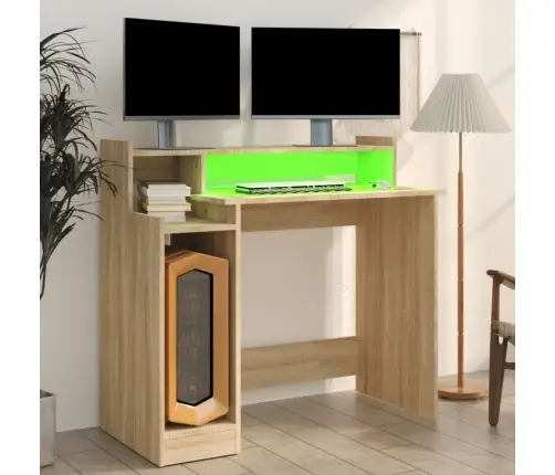 Rašomasis Stalas Su Led Apšvietimu, Ąžuolo, 97X45X90cm Mediena
