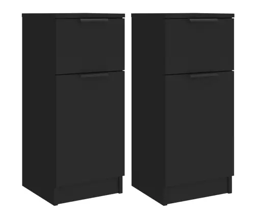 Kumodes, 2 Gab., Melnas, 30X30X70 Cm, Inženierijas Koks Vidaxl