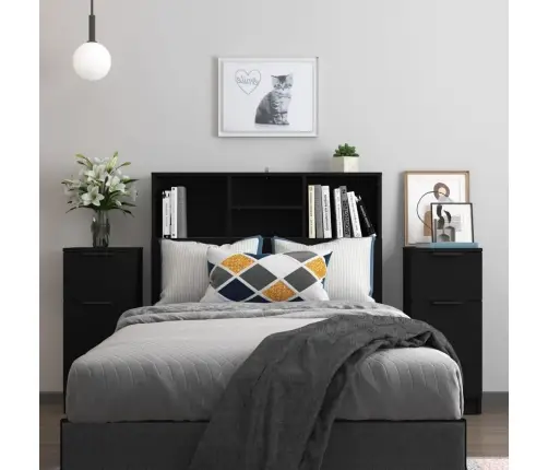 Kumodes, 2 Gab., Melnas, 30X30X70 Cm, Inženierijas Koks Vidaxl