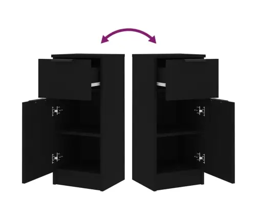 Kumodes, 2 Gab., Melnas, 30X30X70 Cm, Inženierijas Koks Vidaxl