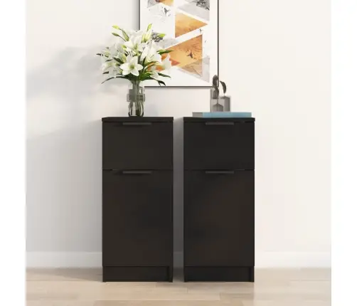 Kumodes, 2 Gab., Melnas, 30X30X70 Cm, Inženierijas Koks Vidaxl
