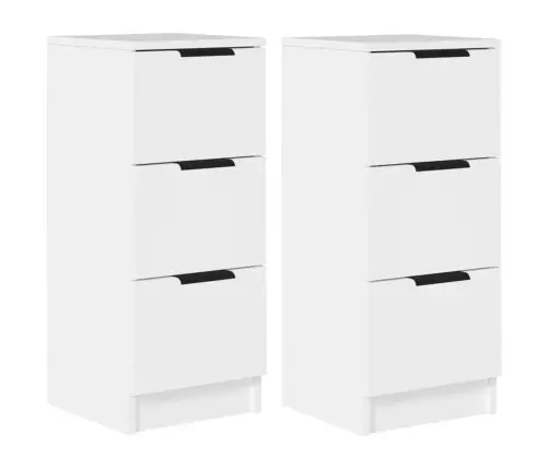 Šoninės Spintelės, 2Vnt., Baltos, 30X30X70cm Apdirbta Mediena