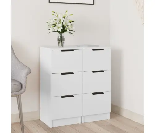 Šoninės Spintelės, 2Vnt., Baltos, 30X30X70cm Apdirbta Mediena