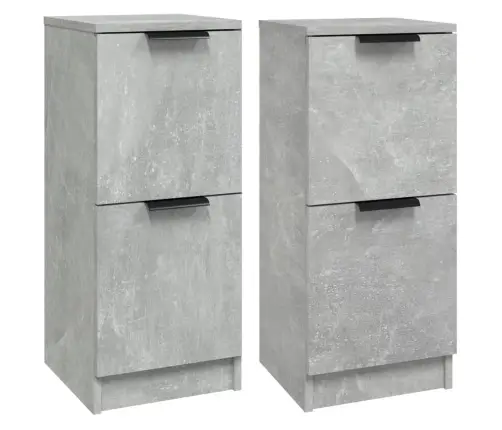 Šoninės Spintelės, 2Vnt., Betono Pilkos, 30X30X70cm Mediena