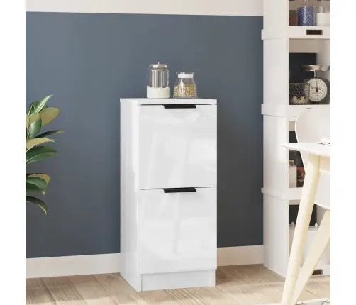 Puhvetkapp, Kõrgläikega Valge, 30X30X70 cm Tehispuit