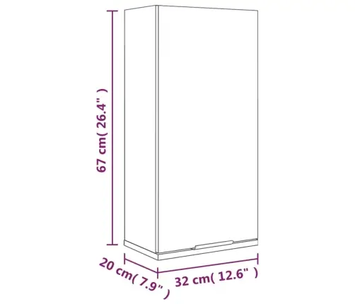 Seinale Kinnitatav Vannitoakapp, Valge, 32 X 20 X 67 Cm