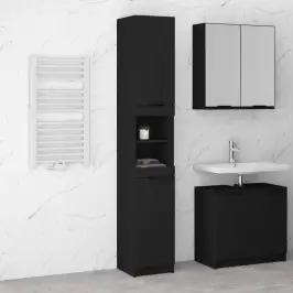 Vannasistabas Skapītis, 32X34X188,5 Cm, Inženierijas Koks Vidaxl