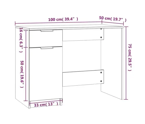 Rakstāmgalds, Ozolkoka Krāsa, 100X50X75 Cm, Inženierijas Koks Vidaxl