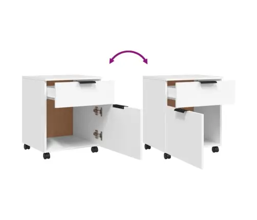 Mobiilne Dokumendikapp Ratastega, Valge, 45X38X54 cm Tehispuit