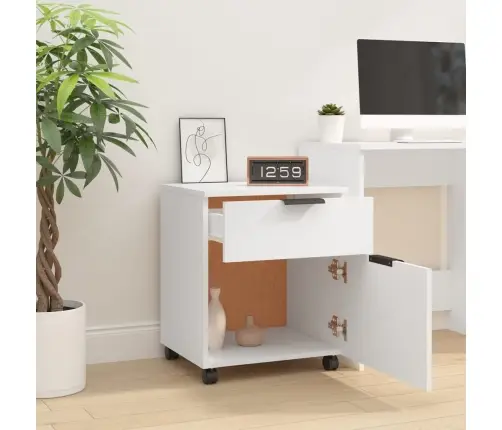 Mobiilne Dokumendikapp Ratastega, Valge, 45X38X54 cm Tehispuit