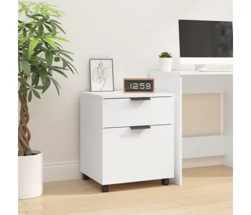 Mobiilne Dokumendikapp Ratastega, Valge, 45X38X54 cm Tehispuit