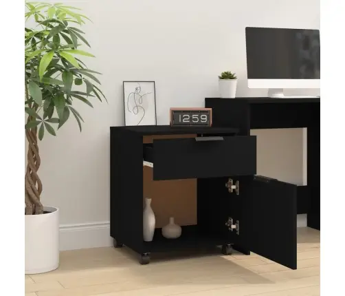 Skapītis Ar Riteņiem, 45X38X54 Cm, Inženierijas Koks, Melns Vidaxl