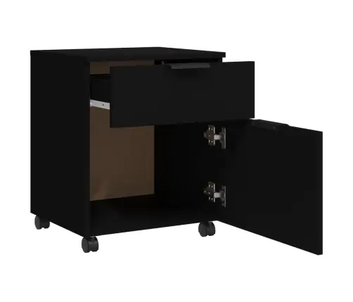 Skapītis Ar Riteņiem, 45X38X54 Cm, Inženierijas Koks, Melns Vidaxl