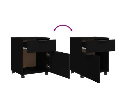 Skapītis Ar Riteņiem, 45X38X54 Cm, Inženierijas Koks, Melns Vidaxl