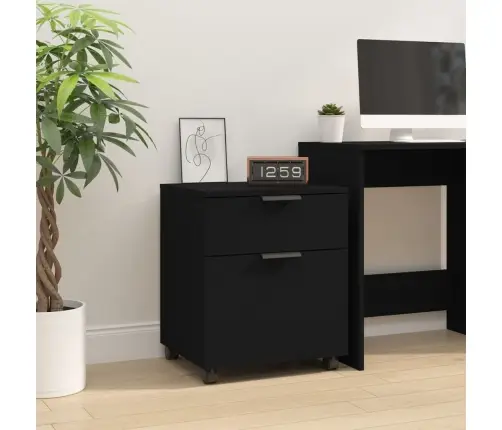 Skapītis Ar Riteņiem, 45X38X54 Cm, Inženierijas Koks, Melns Vidaxl