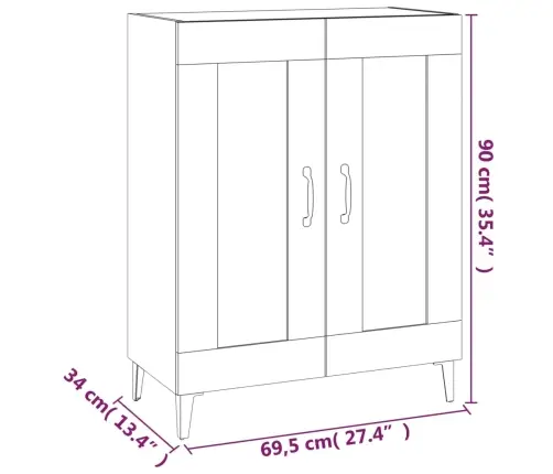 Kumode, Melna, 69,5X34X90 Cm, Inženierijas Koks Vidaxl