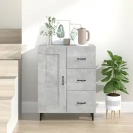 Kumode, Betona Pelēka, 69,5X34X90 Cm, Inženierijas Koks Vidaxl