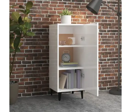 Kumode, Spīdīgi Balta, 34,5X34X90 Cm, Inženierijas Koks Vidaxl