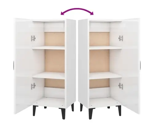 Kumode, Spīdīgi Balta, 34,5X34X90 Cm, Inženierijas Koks Vidaxl